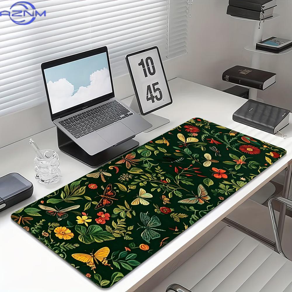Desk Setup Vintage - بساط ماوس كبير مزخرف بنقشة الفراشات
