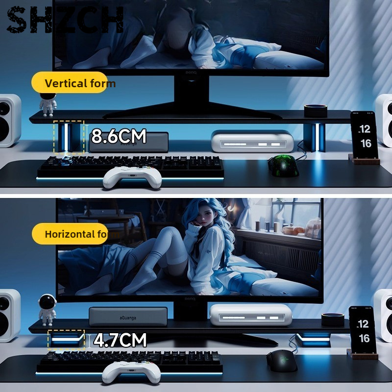 Desk Setup Monitor And Laptop - حامل شاشة RGB مريح لرفع شاشة