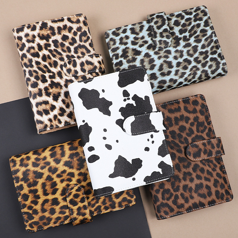 Ring Binder Box - A6 ليوبارد طباعة فضفاضة ورقة غطاء