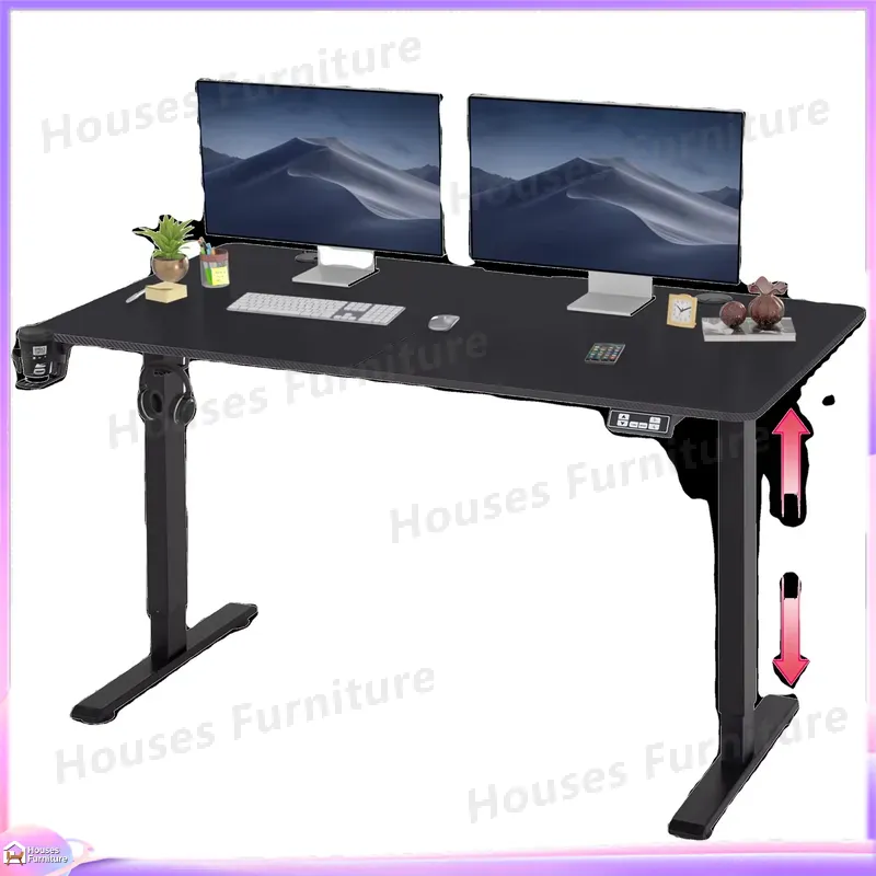 Desk Setup Ergonomics - مكتب ألعاب كبير مع إضاءة LED