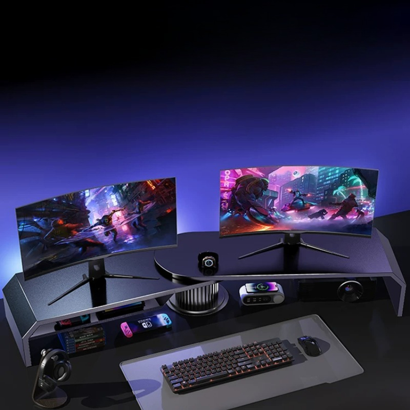حامل شاشة مزدوج للألعاب، رافع  - مراجعة Desk Setup Monitor And Laptop وسعره