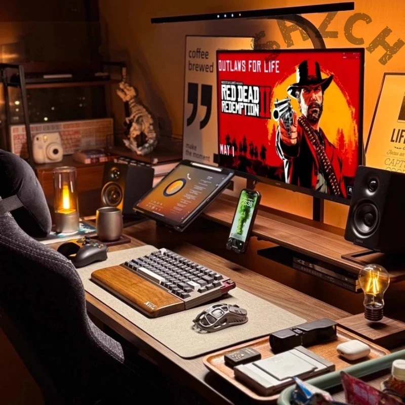 حامل شاشة معياري من خشب الجوز  - مراجعة Desk Setup Monitor And Laptop وسعره